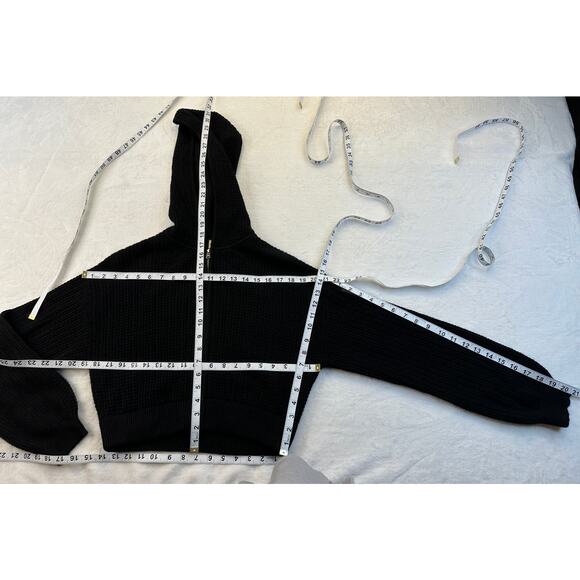 Alo Yoga Cashmere Plush Waffle Full Zip Hoodie Black Size Small $348 EUC Crop - Picture 6 of 16